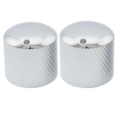 Image of Musiclily Pro Metric Steel Push on Dome Knobs with Indicator Dot for Import Electric Guitar or Bass, Chrome (Set of 2)