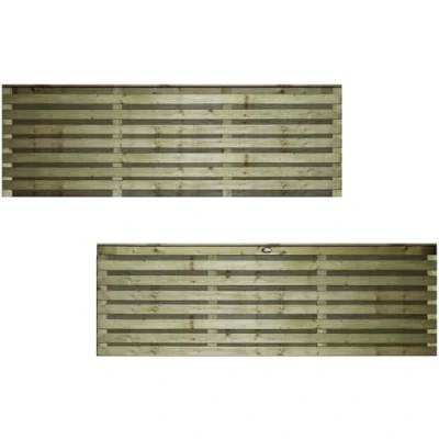 Image of 6ft x 2ft (183cm 60cm) Premier ROMA Double Venetian Style Slatted Garden Capped Flat Top Panels [Width: 1830mm Height: 600mm] Modern Design Fence Topper Wall Plant Climbing Trellis