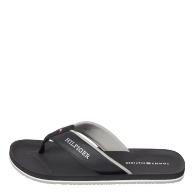 Image of Tommy Hilfiger Men Flip Flops Comfort Beach Sandal, Black (Black), 40
