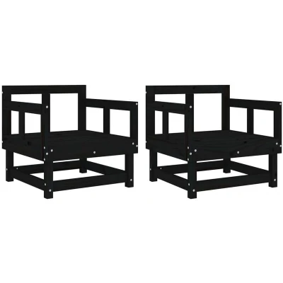 Image of vidaXL Garden Chairs 2 pcs Black Solid Wood Pine