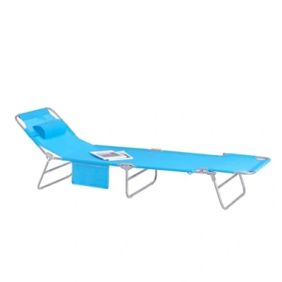 Image of SoBuy OGS35 B, Textoline Reclining Folding Chair, Adjustable Back Camping Chair Outdoor Garden Beach Deck Sunlounger, Blue