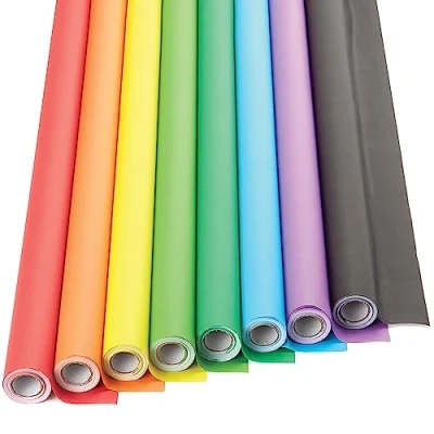 Image of Baker Ross FE437 Super Poster Display Rolls Value Pack of 8 Rolls, School Supplies, Classroom Paper, Backing Paper