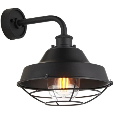 Image of Brindisi Outdoor Dome Wall Lamp Textured, Matt Black, Clear Glass