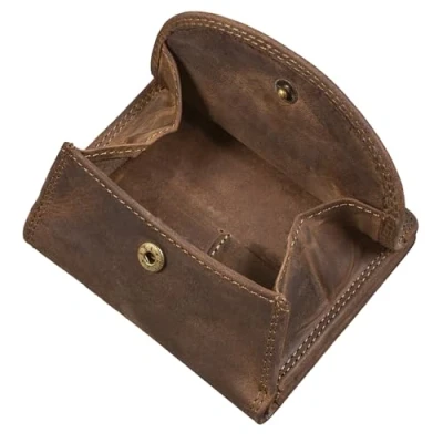 Image of STILORD &#039;Jólan&#039; Leather Combi Wallet and Card Case Small with RFID Protection Large Change Pocket Vintage Genuine Leather, Colour:Middle Brown