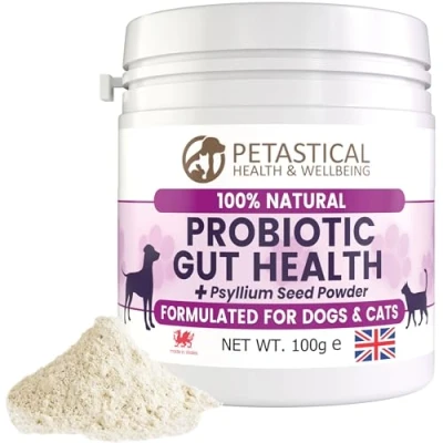 Image of Dog Probiotics for Gut Health, Cats Pro Biotics, Prebiotic with Chicory Inulin and Psyllium Husk Powder Canine Feline Natural Fibre Digestion Enzymes, 100g