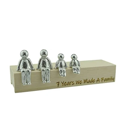 Image of 7th Anniversary Idea 7 Years We Made A Family Metal Ornament Choose Your Combination Box &amp; Woodgrain May Vary(2 Children)