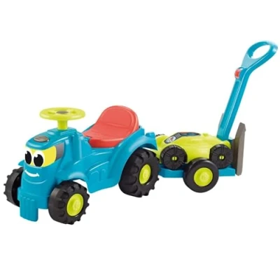 Image of Ecoiffier E4350 Mower Tractor Trailer and Lawnmower Kids Outdoor &amp; Garden Ride on Suitable for Boys Girls 1 3 Years, Multicolored