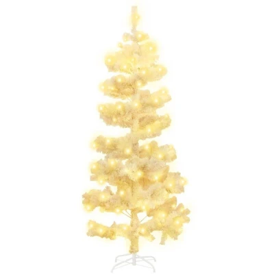 Image of vidaXL Swirl Pre lit Christmas Tree with Stand White 150 cm PVC