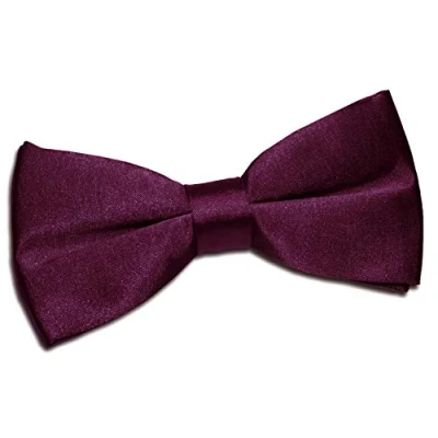 Image of DQT Men Pre Tied Plain Satin Adjustable Tuxedo Bow Tie Plum