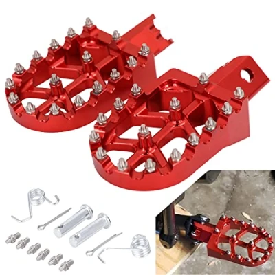 Image of Universal Motorcycle Foot Pegs for Off Road Dirt Bike Pit Ron Red