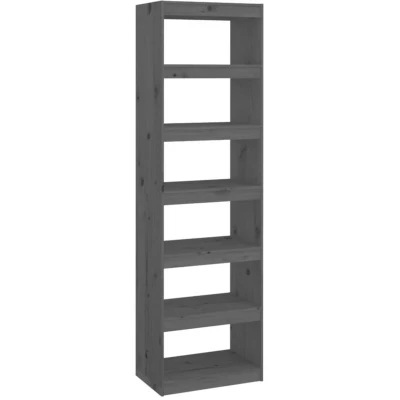 Image of vidaXL Book Cabinet/Room Divider Grey 60x30x199.5 cm Solid Wood Pine