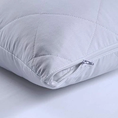 Image of Zippered Pillow Protectors 4 Pack 100% Microfiber Anti Allergy Soft Quilted Zipped 48cm x 74cm White With Zip