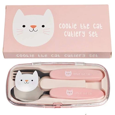 Image of Children&#039;s Cookie The Cat Stainless Steel Cutlery Set