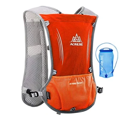 Image of AONIJIE 5L Outdoor Sport Multifunctional Camping Backpack Cycling Running Climbing Hiking Hydration Vest Pack (Orange+1.5l Bladder, OneSize)