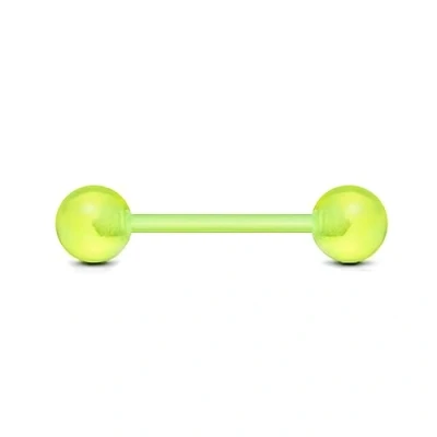 Image of The Goldmine UK Bio Flex Flexible Non Metal Barbell 14GA (1.6mm) 5/8&quot;(16mm) Bar with Green Colour Acrylic 6mm Balls free delivery