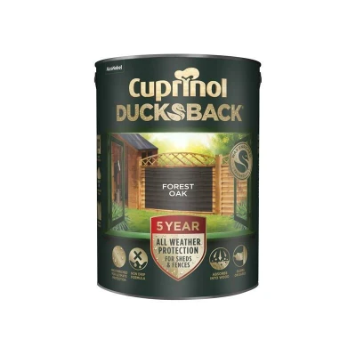 Image of Cuprinol Ducksback 5 Year Waterproof for Sheds &amp; Fences Forest Oak litre CUPDBFO5L