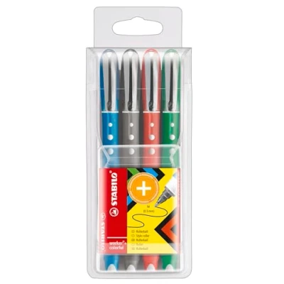 Image of Rollerball STABILO worker+ colorful Pack of 4 Green, Red, Blue, Black