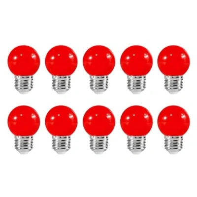 Image of ZFQ 10 Pack E27 Bayonet Colored LED Light Bulbs 2W G45 Golf Ball Mini Globe Bulb Lighting Bulbs,Red for Outdoor Indoor String Patio Garden Party Christmas, Tree, Fairy Night Lights