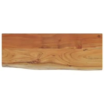 Image of vidaXL Solid Acacia Wood Wall Shelf 80x30x2.5 cm Floating with Rustic Live Edge Design, Natural Brown Finish, for Living Room, Office, Kitchen