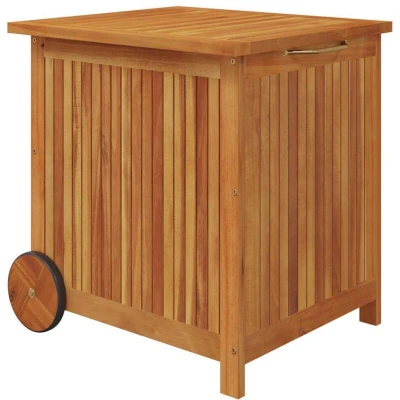 Image of vidaXL Garden Storage Box with Wheels 60x50x58 cm Solid Wood Acacia