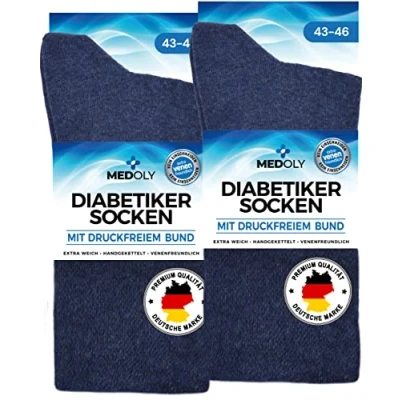 Image of MEDOLY Diabetic Socks (6 Pairs) without Elastic Waistband, with 97% Cotton, for Men and Women Disturbing Seam, 6x Black, 39 42