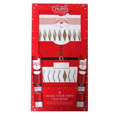 Image of Make Your Own Christmas Crackers Santa, Pack of 6 With Tags, Silk Ribbon, Hats, Mottos and Snaps