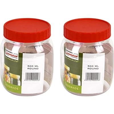 Image of PET Jars Food Safe Clear Storage Containers (500ml 2pk)