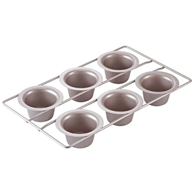 Image of CHEFMADE Popover Cake Pan, 6 Cavity Non Stick Yorkshire Muffin Cupcake Pan Bakeware for Oven Baking (Champagne Gold)