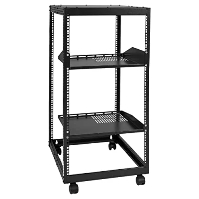 Image of VEVOR 20U Open Frame Server Rack, 15&#039;&#039; 40&#039;&#039; Adjustable Depth, Free Standing or Wall Mount Network 4 Post AV Rack with Casters, Holds All Your Networking IT Equipment Gear Router Modem