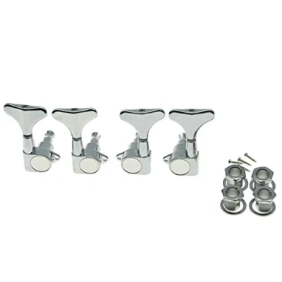 Image of KAISH Chrome 2+2 Sealed Bass Tuners 2L2R Tuning Keys Pegs 4 String Guitar Machine Heads