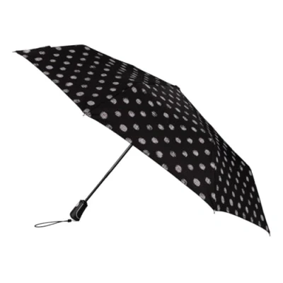 Image of Totes ECO BRELLA® X TRA STRONG Auto Open/Close B&amp;W Stitched Dots Print Umbrella