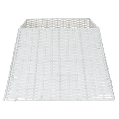 Image of FiNeWaY Christmas Tree Wicker Skirt Willow Rattan Xmas Festive Stand Base Basket Cover Perfect For Indoor Use Tidy Decor Folds Easy Storage (White)