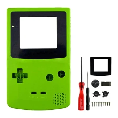 Image of OSTENT Full Housing Shell Case Cover Replacement Compatible for Nintendo GBC Gameboy Color Console Green