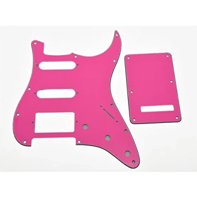 Image of KAISH 11 Hole Strat Style HSS Pickguard ST Back Plate Tremolo Trem Cover for USA/Mexico Stratocaster/Strat Pink 3 Ply