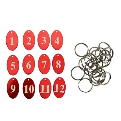 Image of Sourcemall Aluminum Alloy Numbered Tags with Key Ring (Red, 1 50)