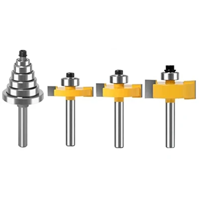 Image of WSOOX 1/4 Inch Shank Rabbet Router Bit Set, 3 Pieces Rabbeting with 6 Bearings Set (1/8&quot;, 1/4&quot;, 5/16&quot;, 3/8&quot;, 7/16&quot;, 1/2&quot; Bearings)