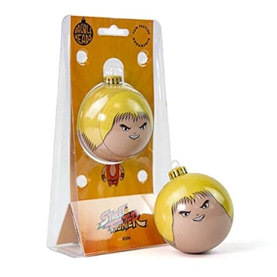 Image of Numskull Bauble Heads Official Street Fighter Ken Christmas Tree Decoration Ornament Metal Ball Hanging Decor