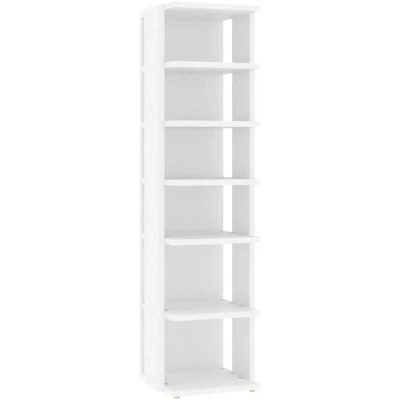 Image of vidaXL Shoe Cabinet White 27.5x27x102 cm Engineered Wood