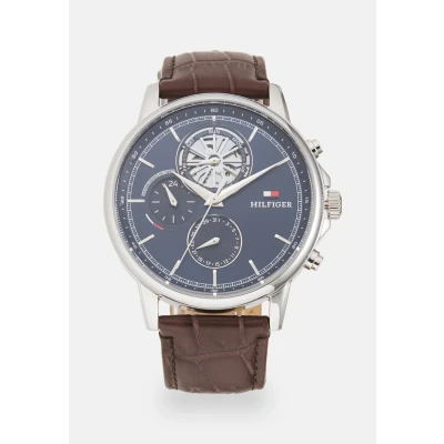 Image of Tommy Hilfiger Stewart Watch, Men&#039;s, Size: One Size, Dark brown/blue