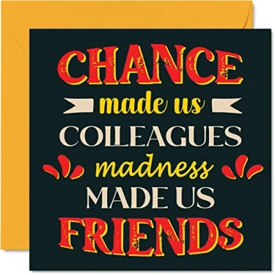 Image of Funny Birthday Cards for Work Colleague Madness Made Us Friends Joke Happy Card from Friend, Gifts, 145mm x Banter Friendship Greeting Gift