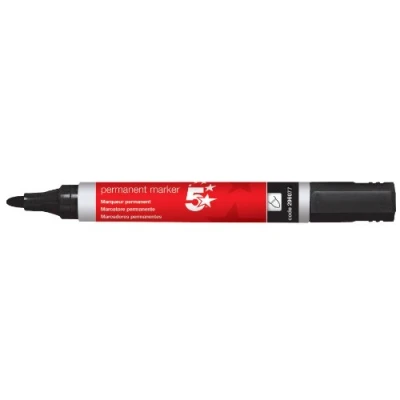 Image of 5 Star 296077 Office Permanent Marker Xylene/Toluene free Smearproof Bullet Tip 2mm Line Black [Pack 12]