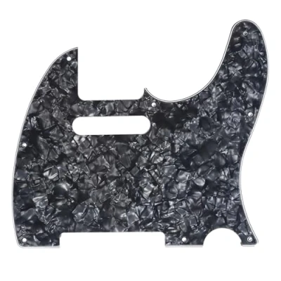 Image of Musiclily 8 Hole Tele Pickguard Scratch Plate for Fender USA/Mexican Standard Telecaster Modern Style Electric Guitar, 4Ply Black Pearl