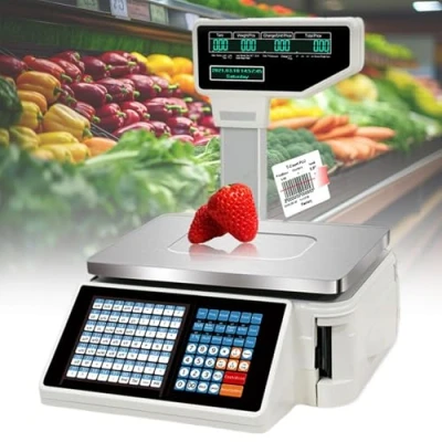 Image of Digital Price Label Printing Scale, 6/15/30kg Barcode Scale Cash Register, Double sided Lcd Display, High Accuracy, Commercial Counting Scales, For Supermarket/retail Store/warehouse Weighing