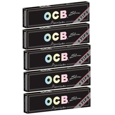 Image of 5 booklets OCB PREMIUM SLIM Rolling paper King Size + FILTER TIPS by