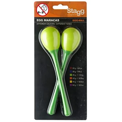 Image of Stagg Egg MA Plastic Maracas Pair with Long Handle Green