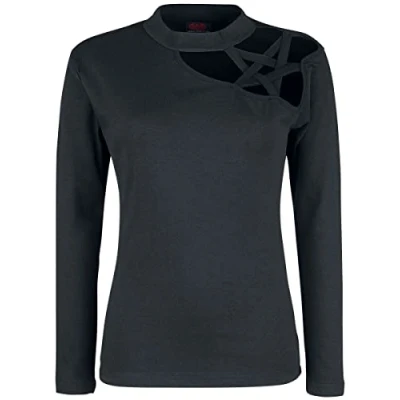 Image of Spiral Gothic Elegance Pentagram Shoulder Longsleeve Top XL Black