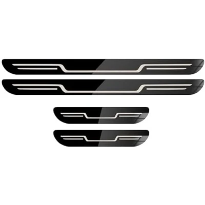 Image of HALODE 4 pcs Stainless Steel Car Door Sill Protector for Kia EV6 2021 2022 2023 2024 2025, Welcome Pedal Guard Kick Plates Threshold Cover Auto Accessories
