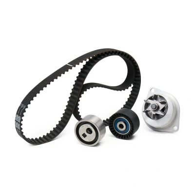 Image of N01025414, N01025420 Water Pump + Timing Belt Kit SKF VKMC 03121 with gaskets/seals 136 rounded tooth profile Plastic PEUGEOT: 106 II Hatchback