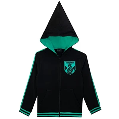 Image of Harry Potter Kids Slytherin Hoodie With Pointed Hood Black 6 7 Years