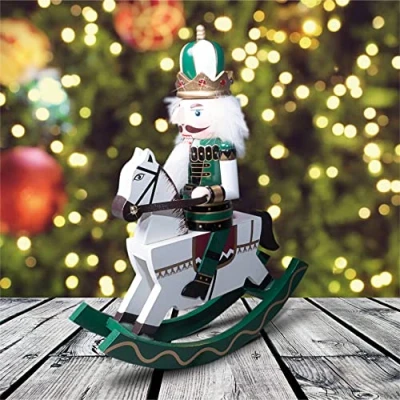 Image of St Helens Home &amp; Garden Nutcracker Horseman Christmas Decoration 30cm Height Wonderfully Festive with Vibrant Colour Detail